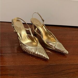 Zara Gold Slingback Heels